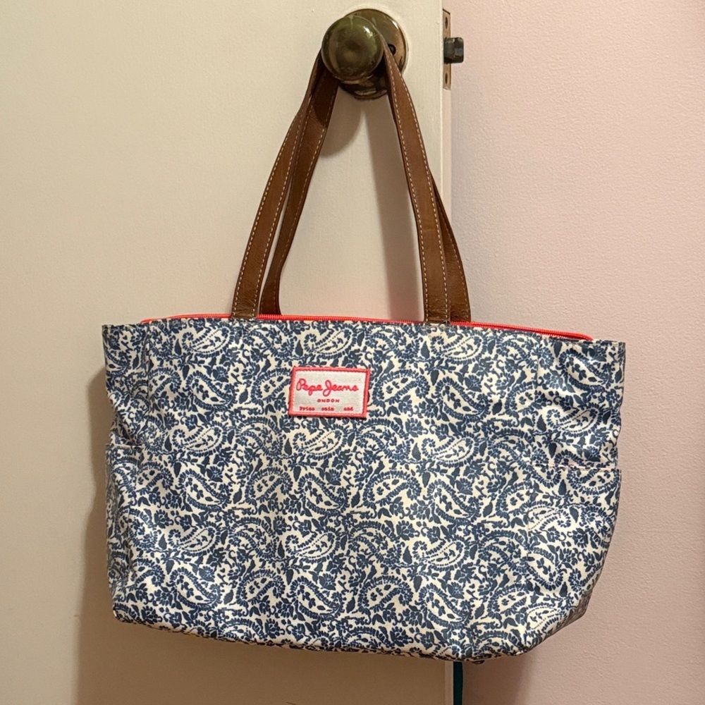 Pepe Jeans Paisley Tote with Brown Straps